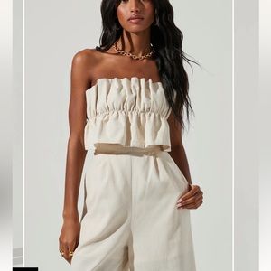 RUFFLE BUST TIE BACK JUMPSUIT